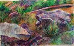 Boulders in the grass
crayon